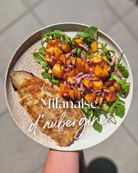 Aubergine à la milanaise et son accompagnement