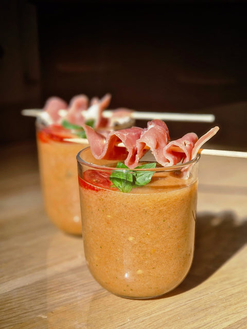 Gaspacho de melon, tomate & basilic